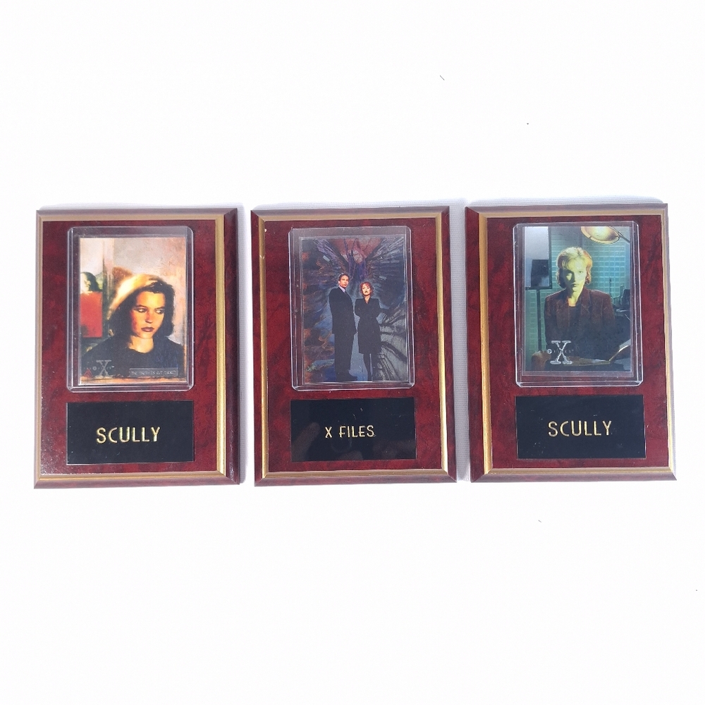 X-Files Dana Scully Framed Topps Trading Cards Lot 3 Vintage Collectible Plaques